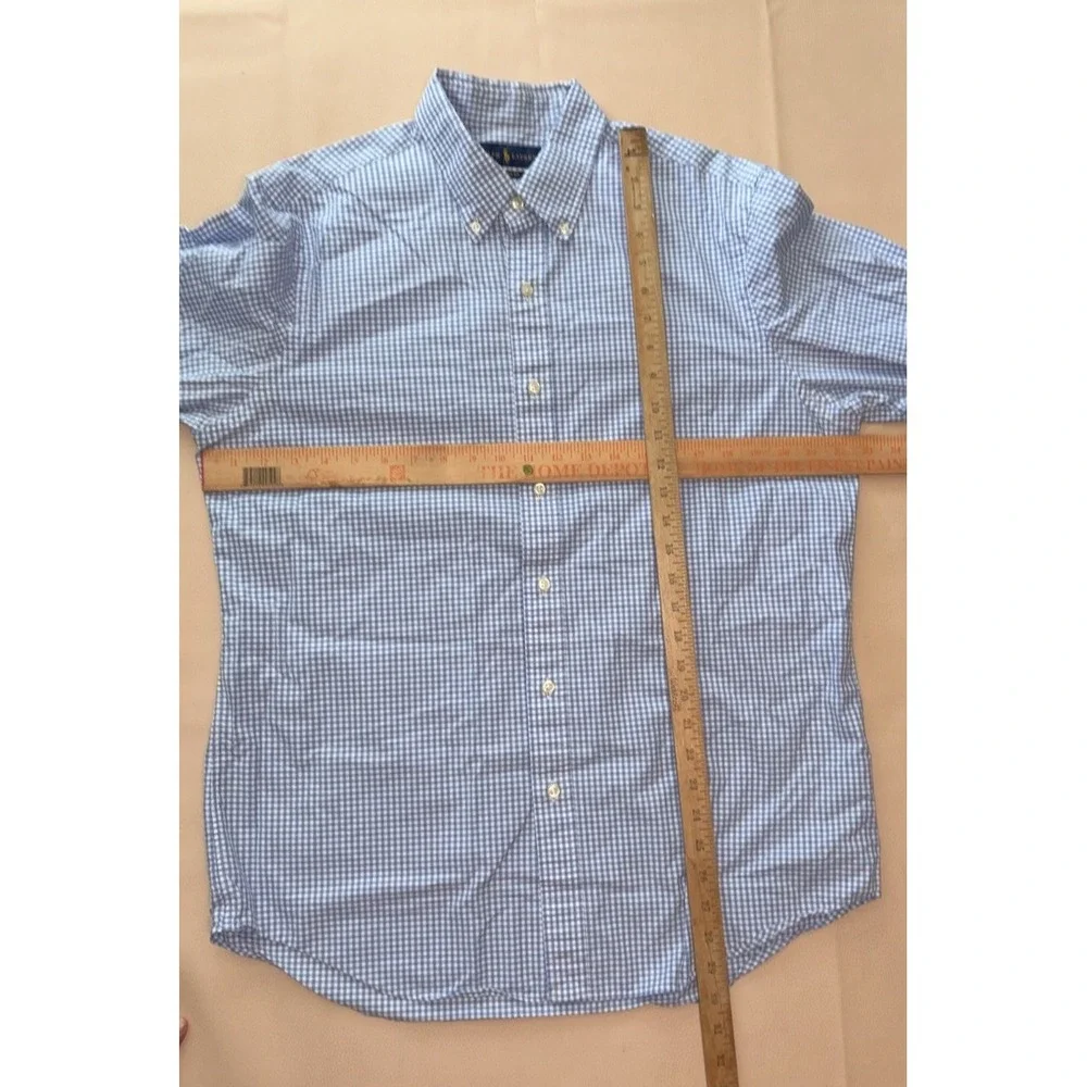 Polo Ralph Lauren Light Blue White Gingham Check Button Down Mens Large